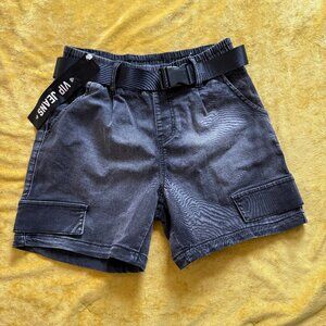 VIP Jeans Black Size 7/8 Womens Jean Shorts Cotton Blend w Belt Dual Pockets